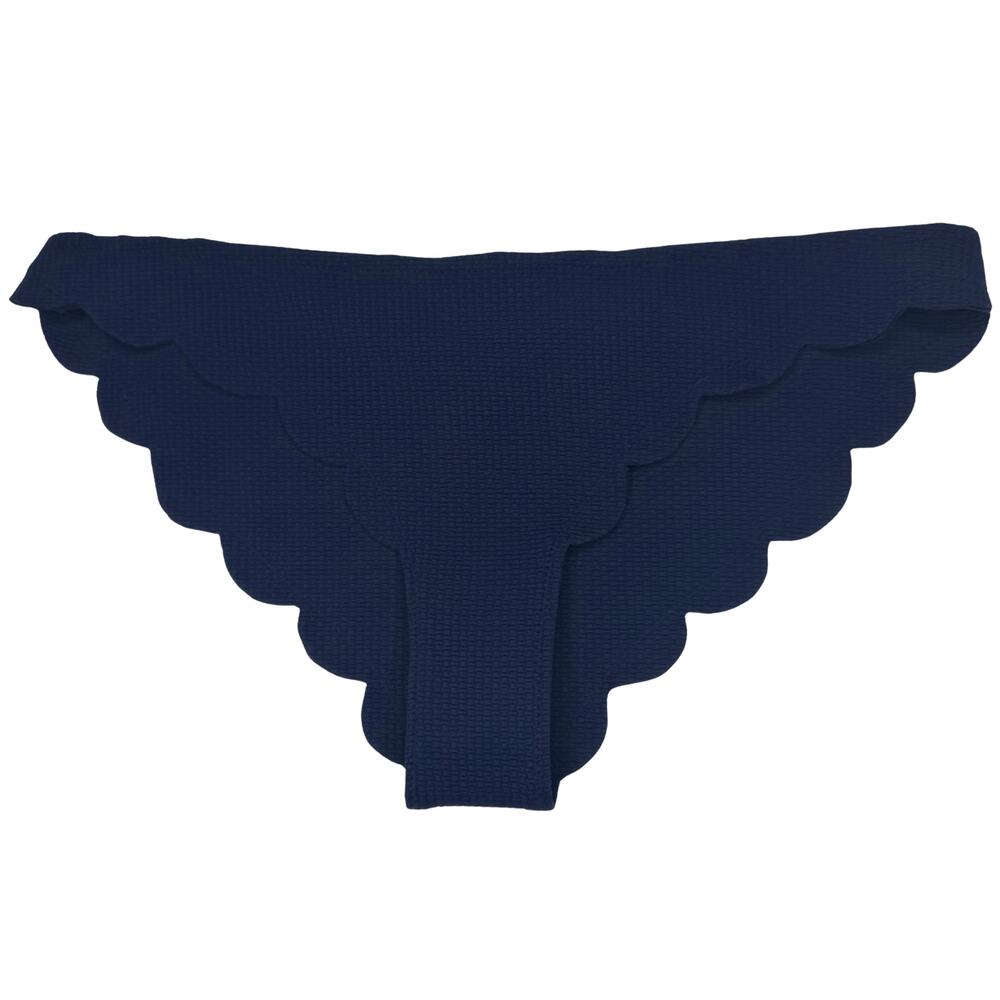 Marysia Swim Low Rise Broadway Bikini Bottoms Size Medium Blue Scalloped Preppy